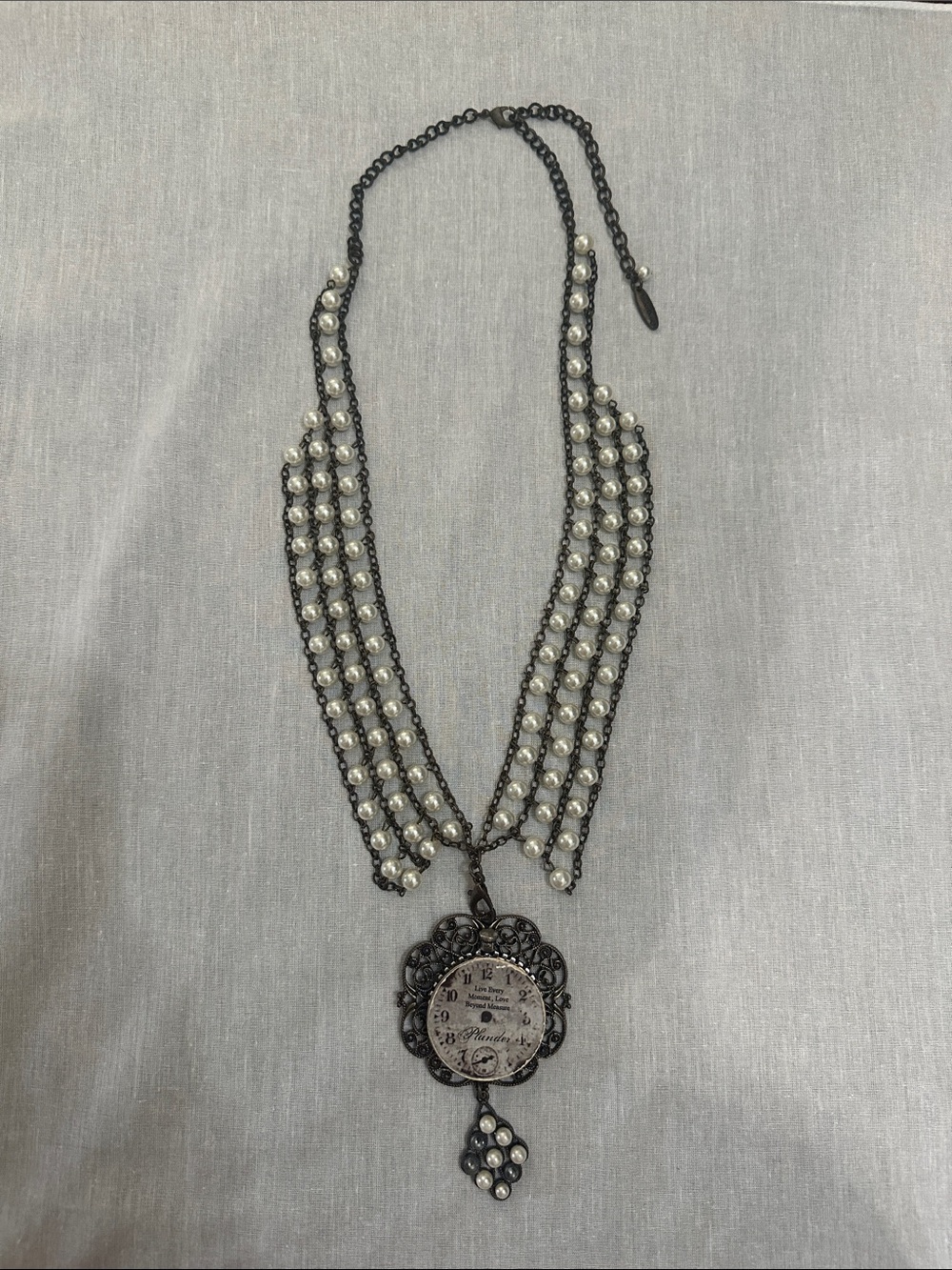 Plunder Vintage-Style Pearl Multi-Strand Pendant Necklace